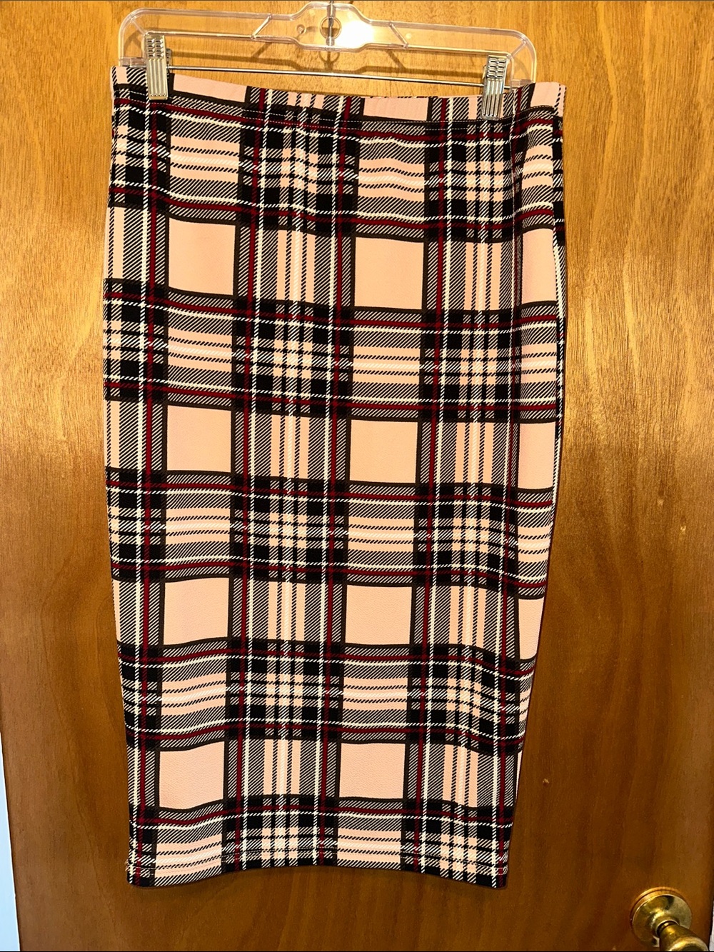 SHEIN Yellow Plaid Pencil Skirt with Black & White Check